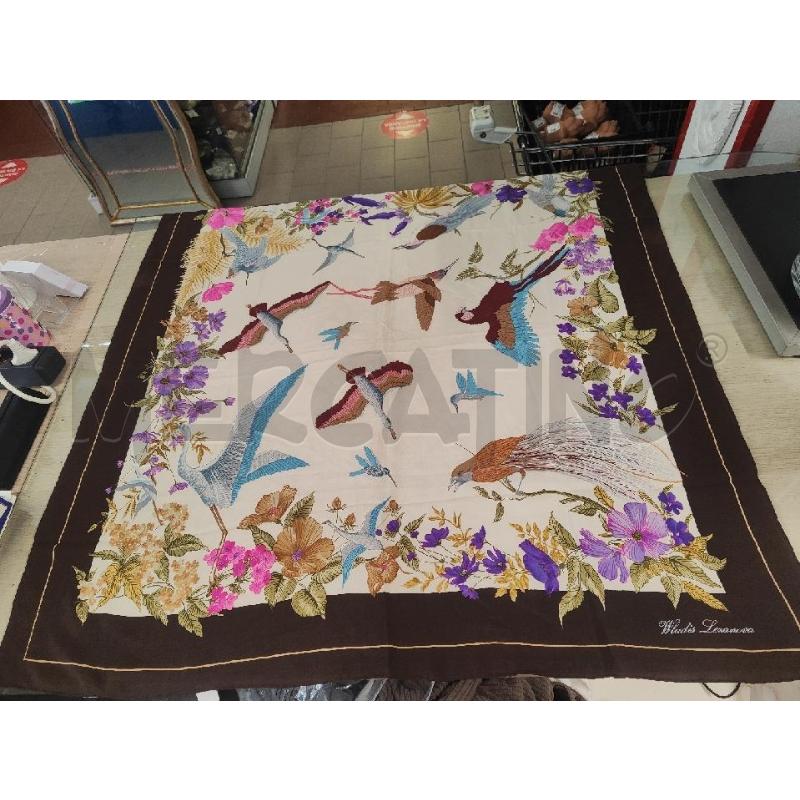 FOULARD WLADIS LEXANOVA PAPPAGALLI BORDO MARRONE 100% SETA | Mercatino dell'Usato Vinci - fraz. sovigliana 1
