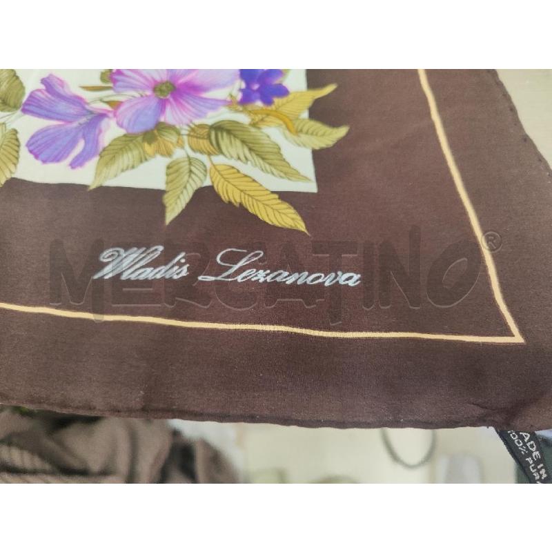 FOULARD WLADIS LEXANOVA PAPPAGALLI BORDO MARRONE 100% SETA | Mercatino dell'Usato Vinci - fraz. sovigliana 2