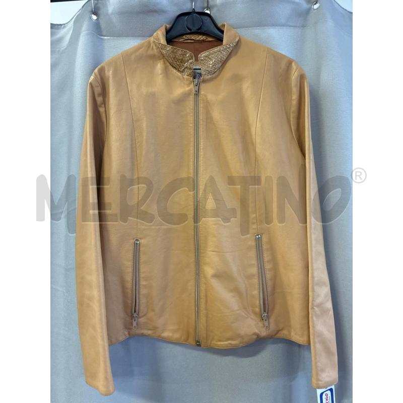 GIUBBINO DONNA VERA PELLE BEIGE COLLO PITONATO TG.44 ZIP | Mercatino dell'Usato Vinci - fraz. sovigliana 1