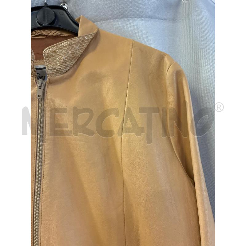 GIUBBINO DONNA VERA PELLE BEIGE COLLO PITONATO TG.44 ZIP | Mercatino dell'Usato Vinci - fraz. sovigliana 2