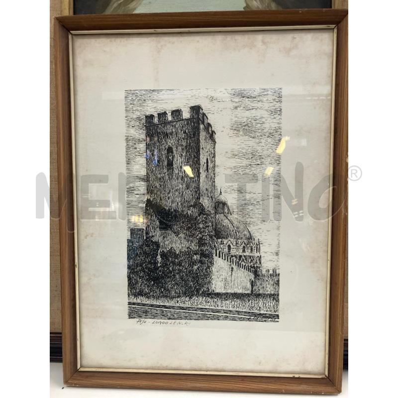 INCISIONE PISA LUNGO LE MURA - VIVIANI 1960 | Mercatino dell'Usato Vinci - fraz. sovigliana 1