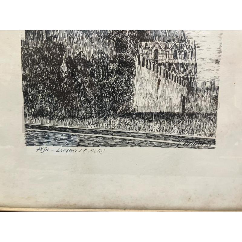 INCISIONE PISA LUNGO LE MURA - VIVIANI 1960 | Mercatino dell'Usato Vinci - fraz. sovigliana 2