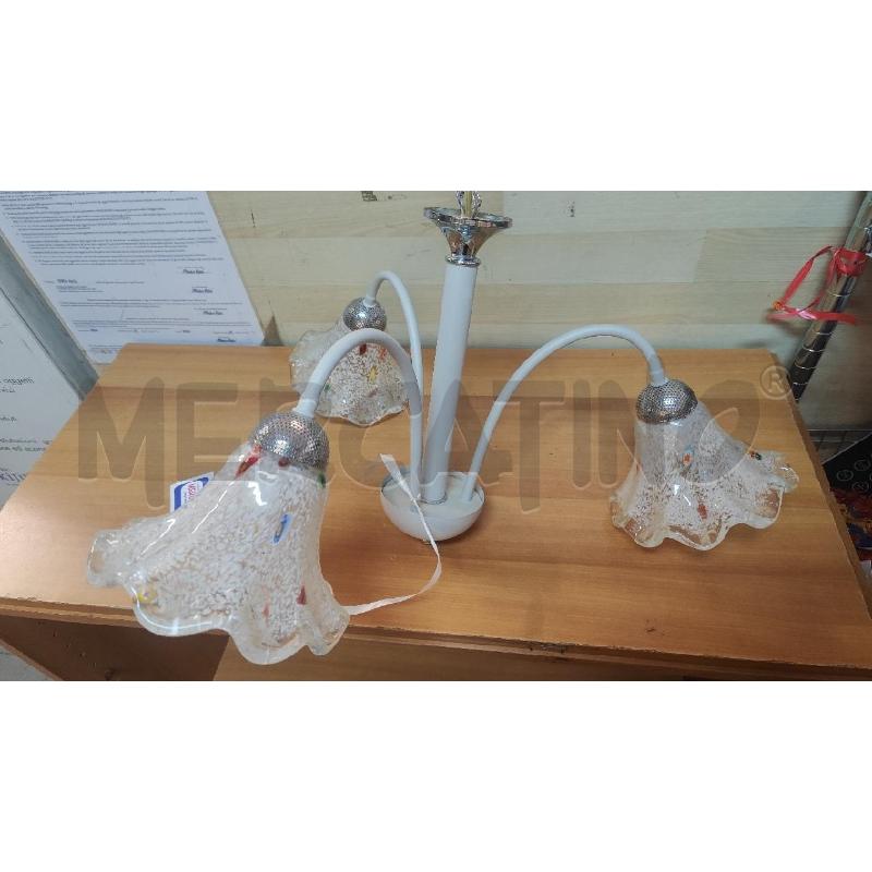 LAMPADARIO 3 LUCI GRIGIO CAMPANE VETRO CON MURRINE | Mercatino dell'Usato Vinci - fraz. sovigliana 1