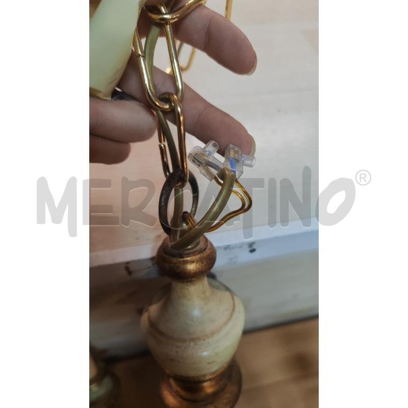 LAMPADARIO 3 LUCI LEGNO SBIANCATO E ORO | Mercatino dell'Usato Vinci - fraz. sovigliana 3
