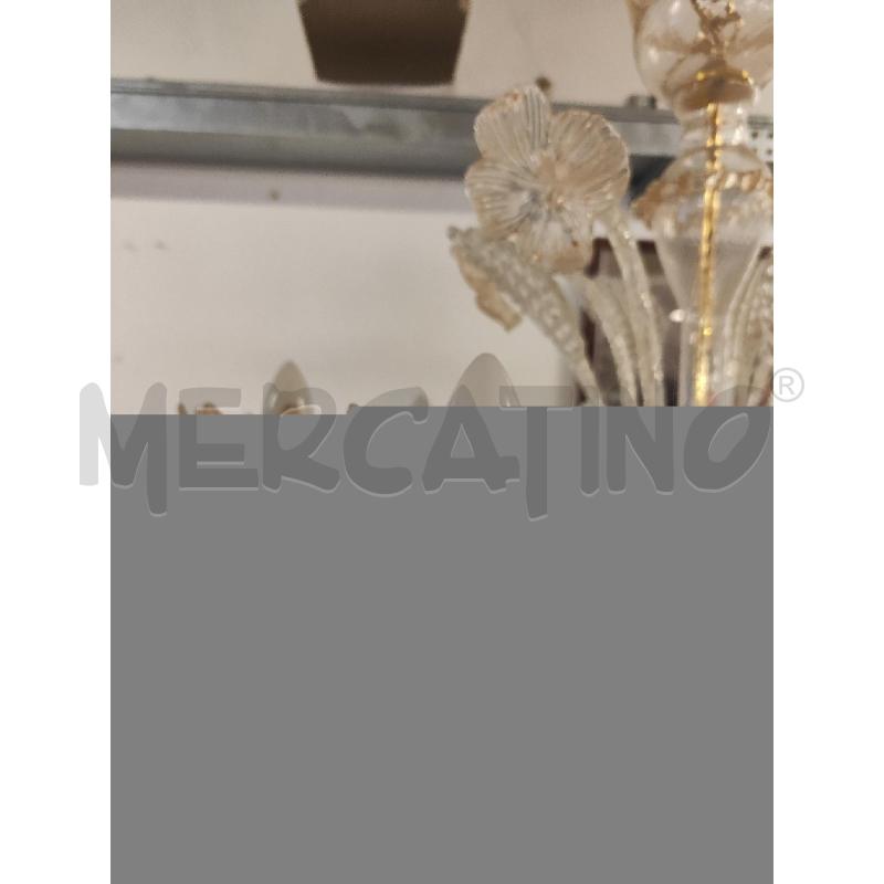 LAMPADARIO 6 LUCI VETRO MURANO CON FIORI E FOGLIE | Mercatino dell'Usato Vinci - fraz. sovigliana 3