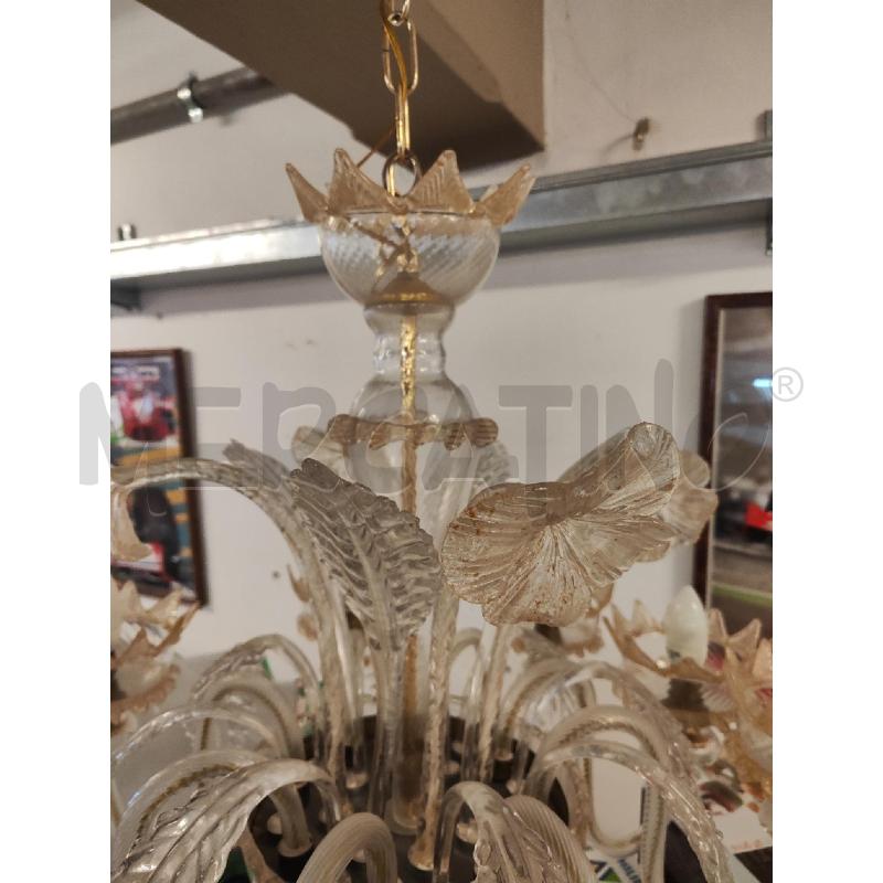 LAMPADARIO 6 LUCI VETRO MURANO CON FIORI E FOGLIE | Mercatino dell'Usato Vinci - fraz. sovigliana 4