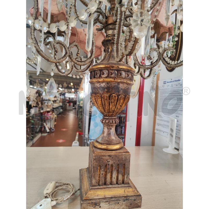 LAMPADA DA TAVOLO 6 LUCI GOCCIE VETRO BASE LEGNO | Mercatino dell'Usato Vinci - fraz. sovigliana 2