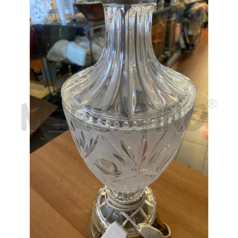 LAMPADA DA TAVOLO BASE CRISTALLO CAPPELLO PANNA  | Mercatino dell'Usato Vinci - fraz. sovigliana 3