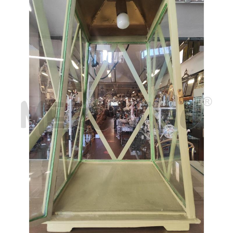 LAMPADA LANTERNA VERDE CON VETRI  | Mercatino dell'Usato Vinci - fraz. sovigliana 2