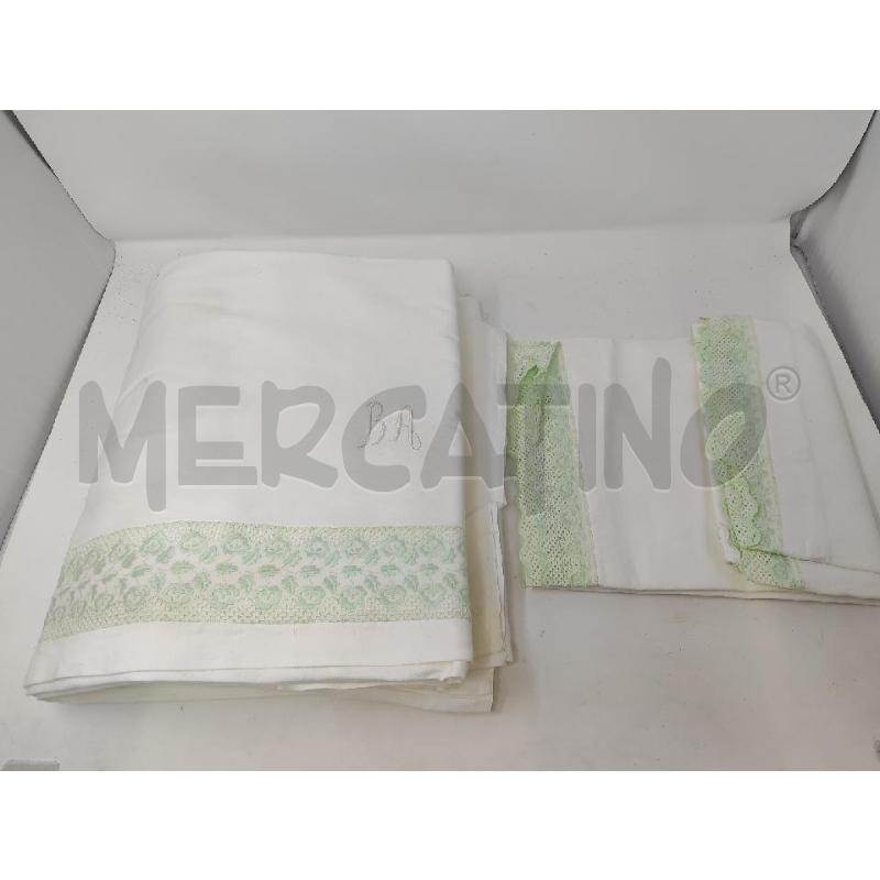 LENZUOLO MATRIMONIALE COMPLENTO BORDO VERDE  | Mercatino dell'Usato Vinci - fraz. sovigliana 1