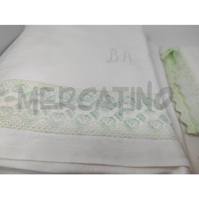 LENZUOLO MATRIMONIALE COMPLENTO BORDO VERDE  | Mercatino dell'Usato Vinci - fraz. sovigliana 2
