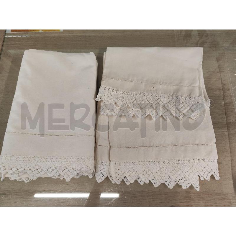 LENZUOLO MATRIMONIALE SOLO SOPRA+ 2 FEDERE PANNA TRINA E GIORNINO | Mercatino dell'Usato Vinci - fraz. sovigliana 1