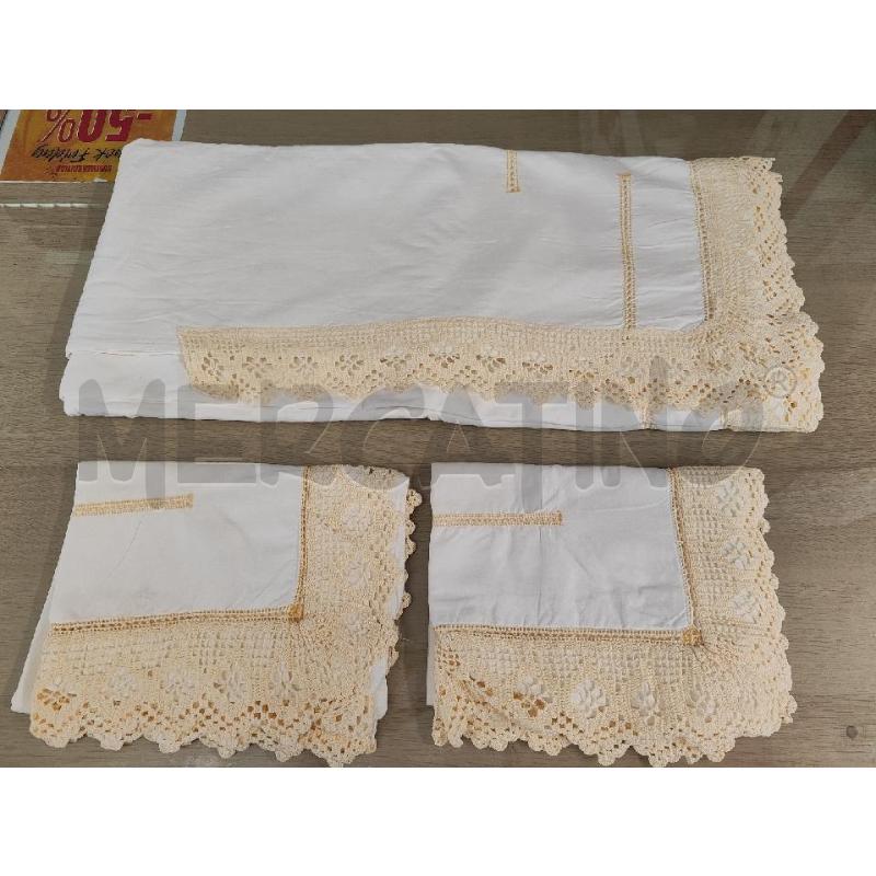 LENZUOLO MATRIMONIALE + 2 FEDERE BIANCO TRINA GIALLA | Mercatino dell'Usato Vinci - fraz. sovigliana 1