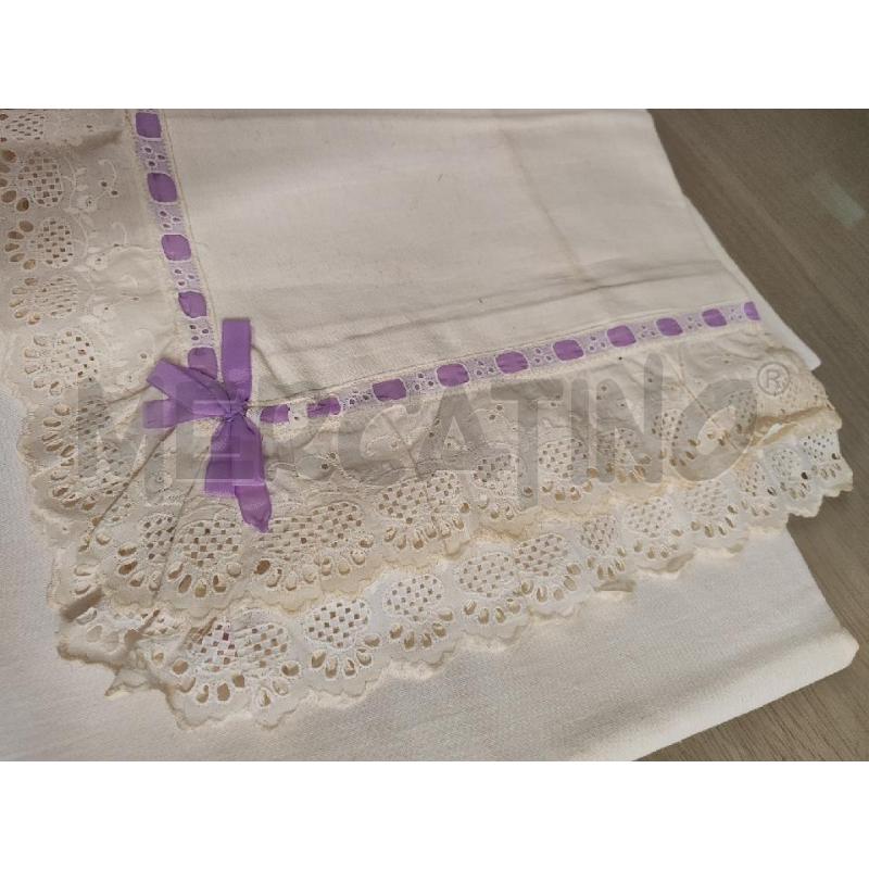 LENZUOLO MATRIMONIALE + 2 FEDERE NASTRINO VIOLA NUOVO DA SBIANCARE | Mercatino dell'Usato Vinci - fraz. sovigliana 2