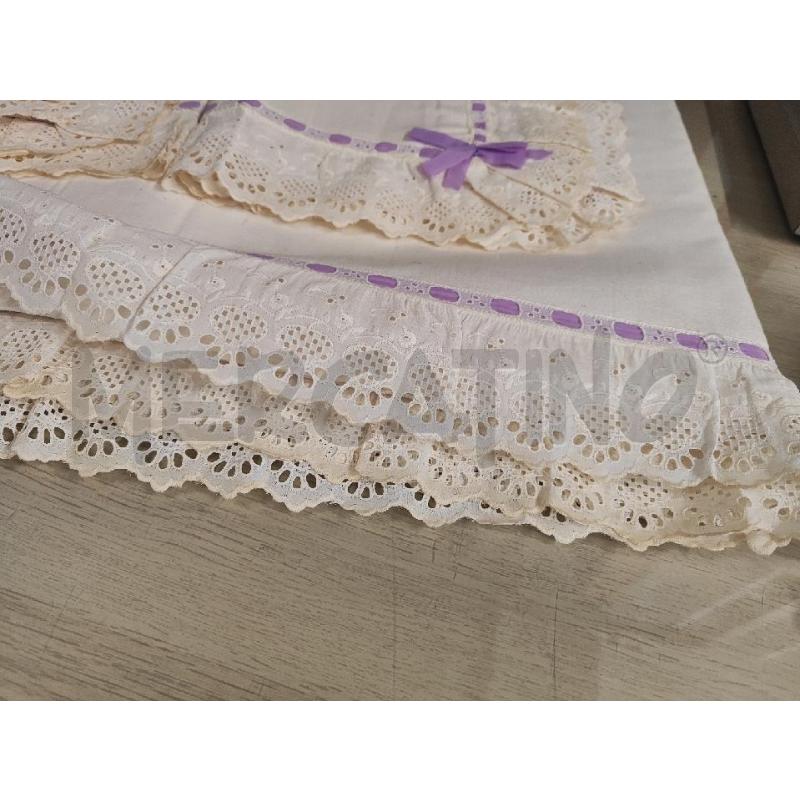 LENZUOLO MATRIMONIALE + 2 FEDERE NASTRINO VIOLA NUOVO DA SBIANCARE | Mercatino dell'Usato Vinci - fraz. sovigliana 3