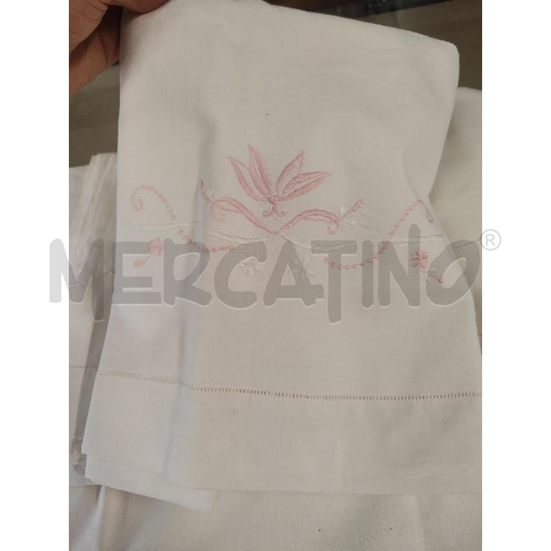 LENZUOLO SINGOLO COMPLETO BIANCO RICAMO ROSA | Mercatino dell'Usato Vinci - fraz. sovigliana 3