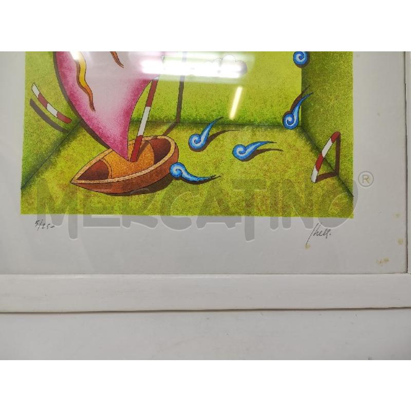LITOGRAFIA GHELLI BARCA VELA ROSA 32X32 | Mercatino dell'Usato Vinci - fraz. sovigliana 2