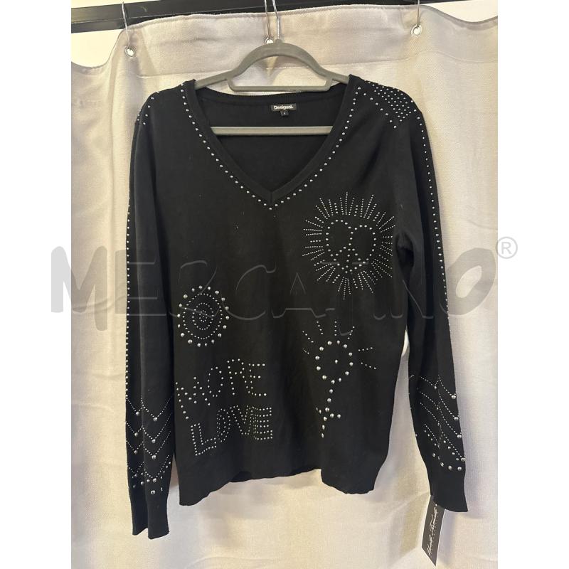 MAGLIA DONNA DESIGUAL NERA BORCHIE TG.L SCOLLO A AV | Mercatino dell'Usato Vinci - fraz. sovigliana 1