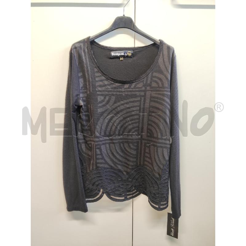 MAGLIA DONNA DESIGUAL NERA CERCHI GRIGI TG.L | Mercatino dell'Usato Vinci - fraz. sovigliana 1