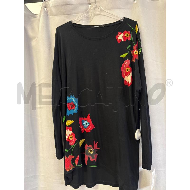 MAGLIA DONNA DESIGUAL NERA FIORI ROSSI TG.M | Mercatino dell'Usato Vinci - fraz. sovigliana 1