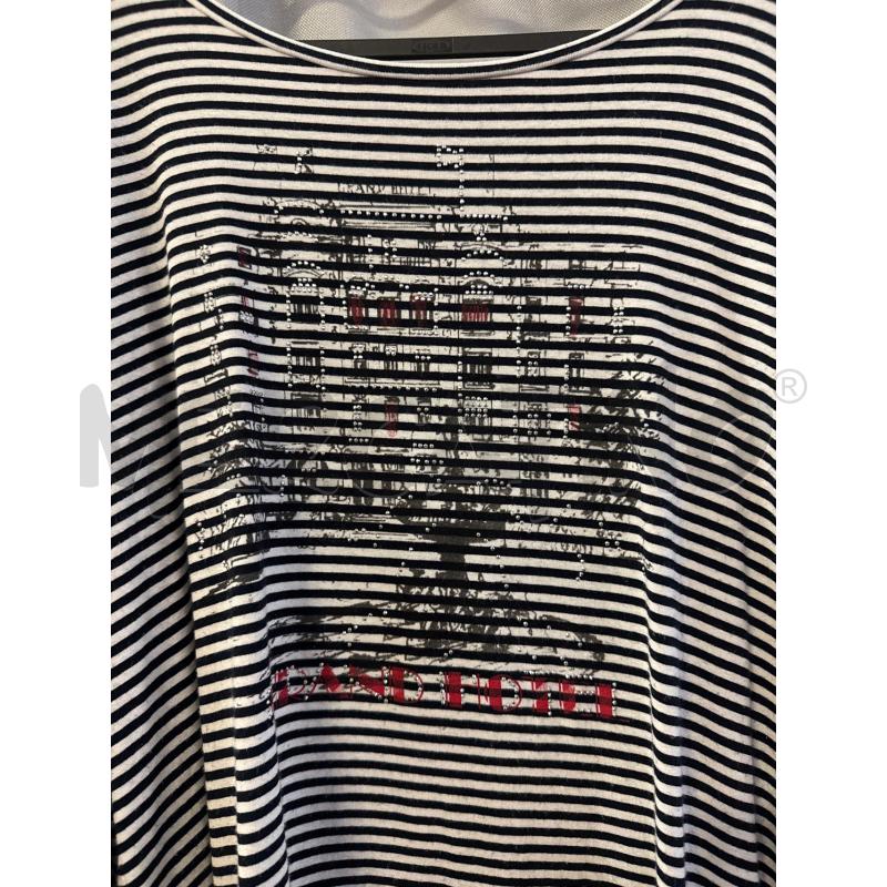 MAGLIA DONNA ELENA MIRO RIGHE BIANCHE NERE STRASS TG.39F | Mercatino dell'Usato Vinci - fraz. sovigliana 2