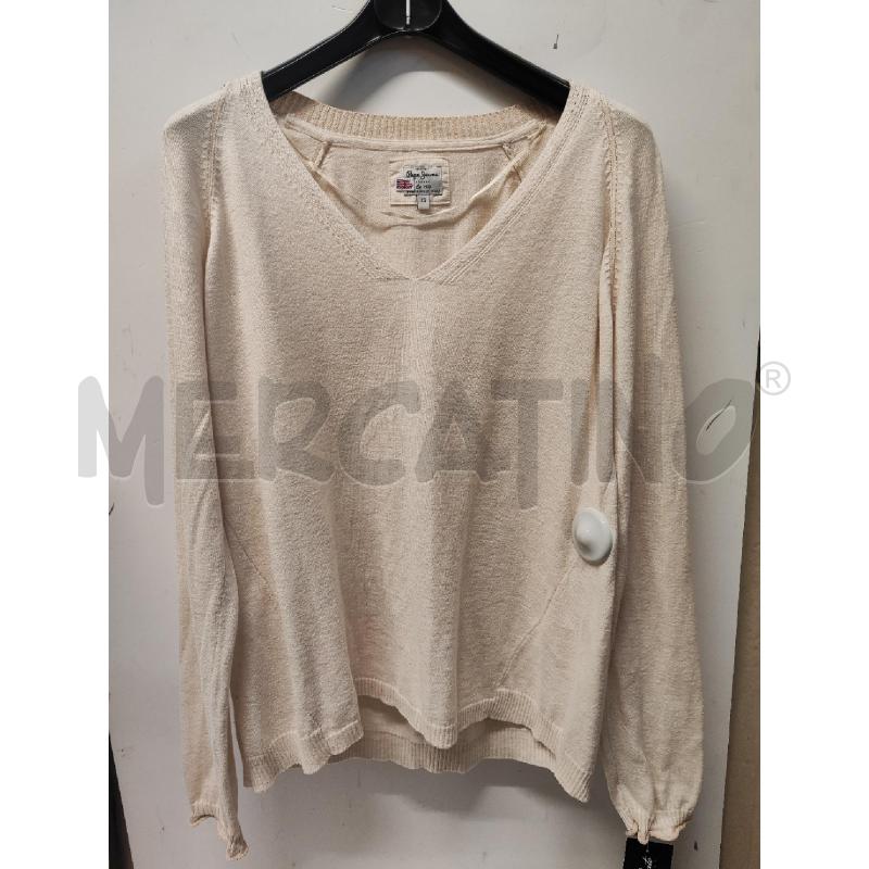 MAGLIA DONNA PEPE JEANS BEIGE SCOLLO A V GLITTER ORO TG.XS | Mercatino dell'Usato Vinci - fraz. sovigliana 1