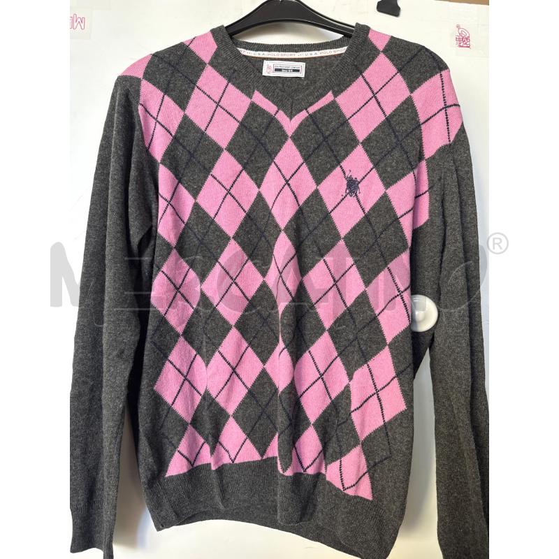 MAGLIA DONNA USA POLO SPORT COMPANY GRIGIA ROMBI ROSA TG.L | Mercatino dell'Usato Vinci - fraz. sovigliana 1