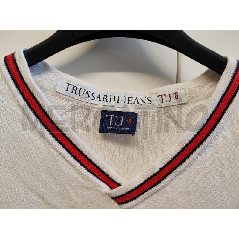 MAGLIA UOMO TRUSSARDI JEANS TG. XL PANNA SCOLLO A V ROSSO | Mercatino dell'Usato Vinci - fraz. sovigliana 2