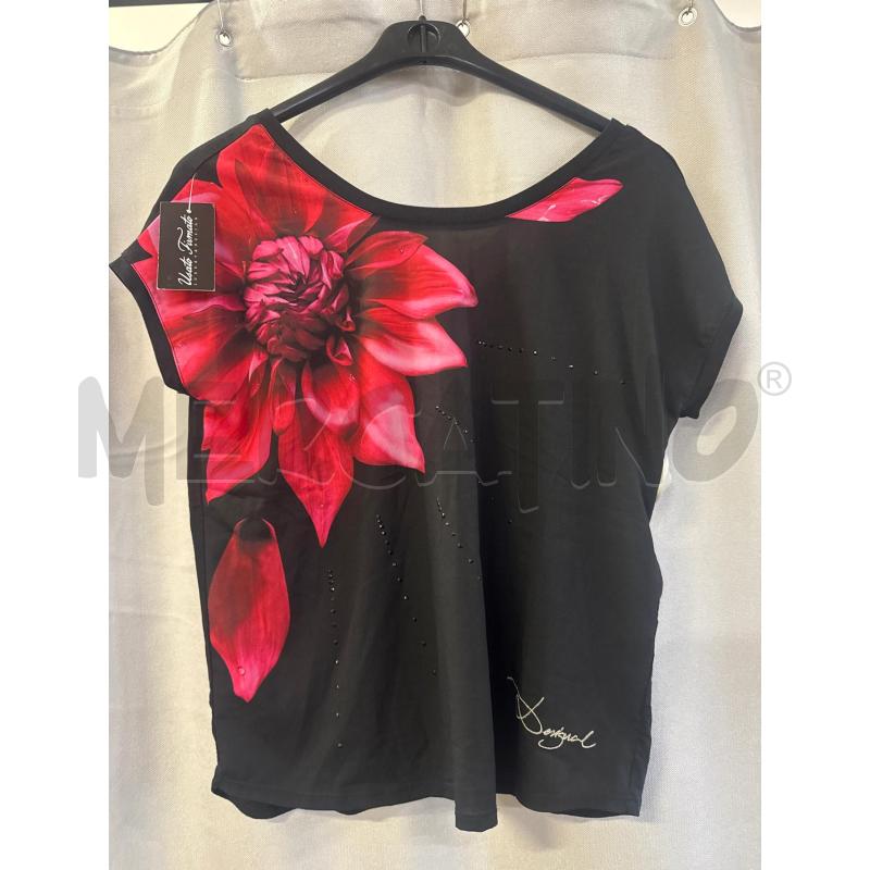 MAGLIETTA DONNA DESIGUAL NERA TG.M FIORE ROSSO | Mercatino dell'Usato Vinci - fraz. sovigliana 1