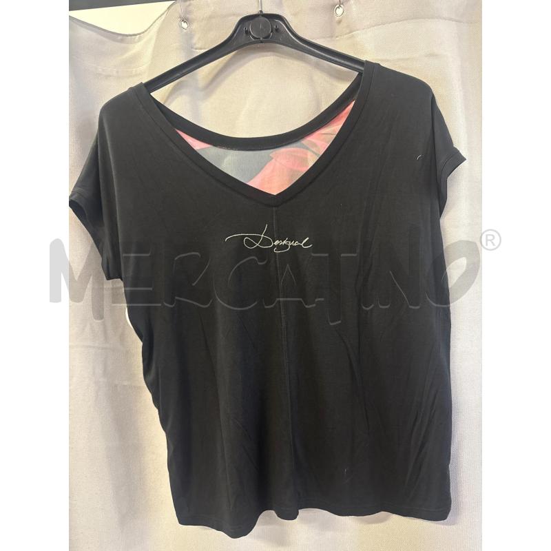 MAGLIETTA DONNA DESIGUAL NERA TG.M FIORE ROSSO | Mercatino dell'Usato Vinci - fraz. sovigliana 2