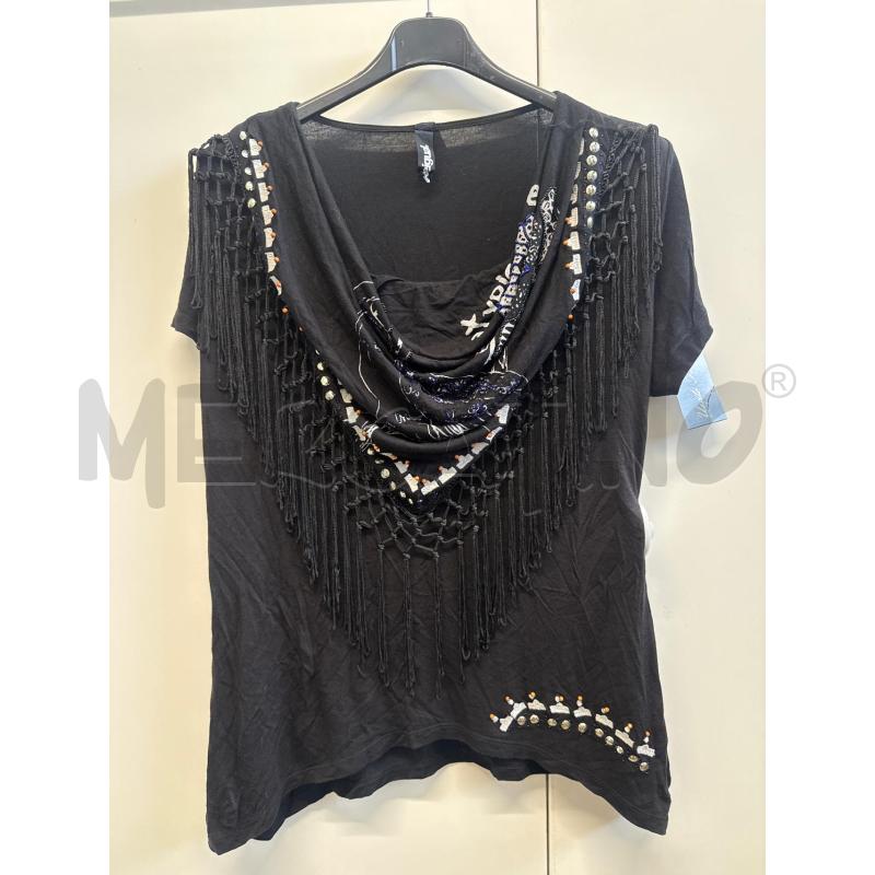MAGLIETTA DONNA DESIGUAL NERA TG.XL SCOLLO FRANGE  | Mercatino dell'Usato Vinci - fraz. sovigliana 1