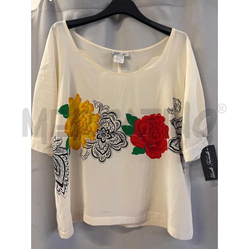MAGLIETTA DONNA GENNY 100% SETA CREMA FIORI TG.46 | Mercatino dell'Usato Vinci - fraz. sovigliana 1