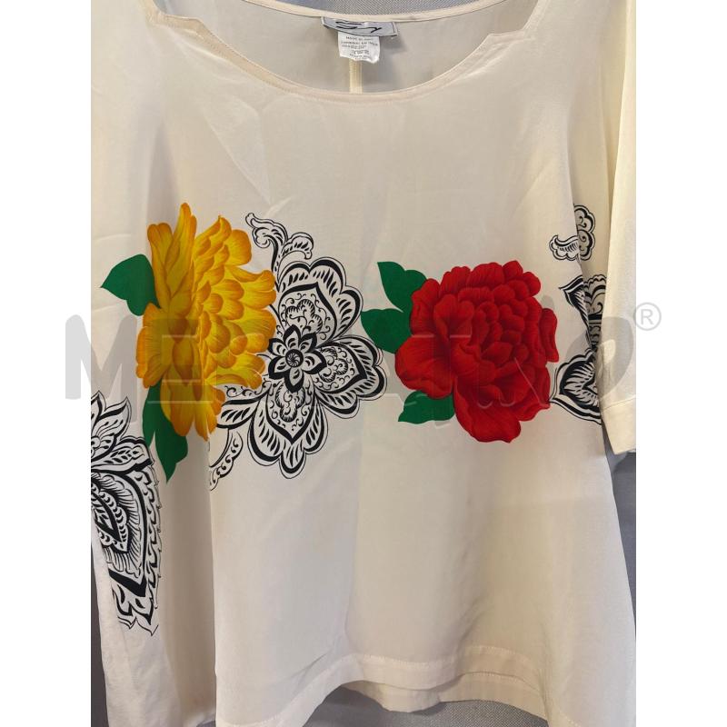 MAGLIETTA DONNA GENNY 100% SETA CREMA FIORI TG.46 | Mercatino dell'Usato Vinci - fraz. sovigliana 2