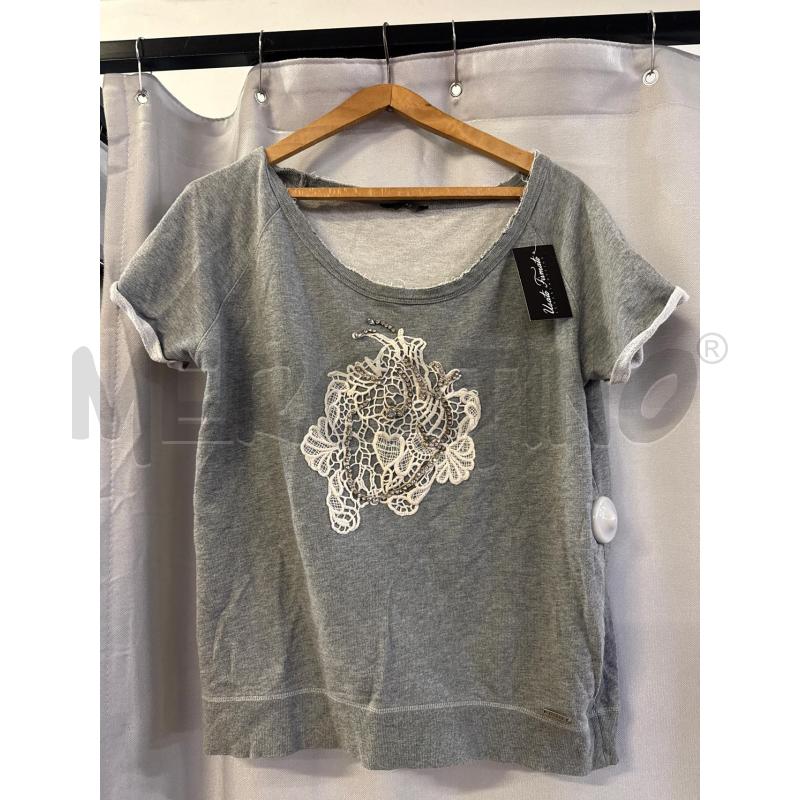 MAGLIETTA DONNA GUESS GRIGIA APPLICAZIONE CON STRASS  | Mercatino dell'Usato Vinci - fraz. sovigliana 1