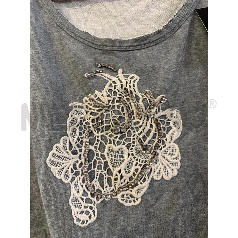 MAGLIETTA DONNA GUESS GRIGIA APPLICAZIONE CON STRASS  | Mercatino dell'Usato Vinci - fraz. sovigliana 2