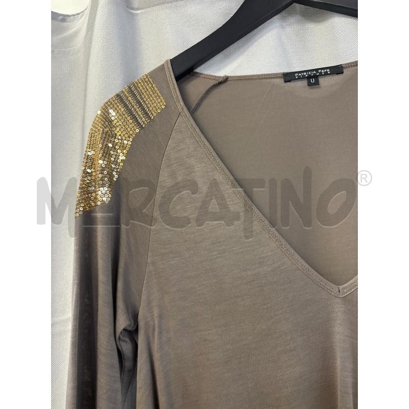 MAGLIETTA DONNA PATRIZIA PEPE TORTORA TG.U SPALLE PAILLETTES DORATE | Mercatino dell'Usato Vinci - fraz. sovigliana 2