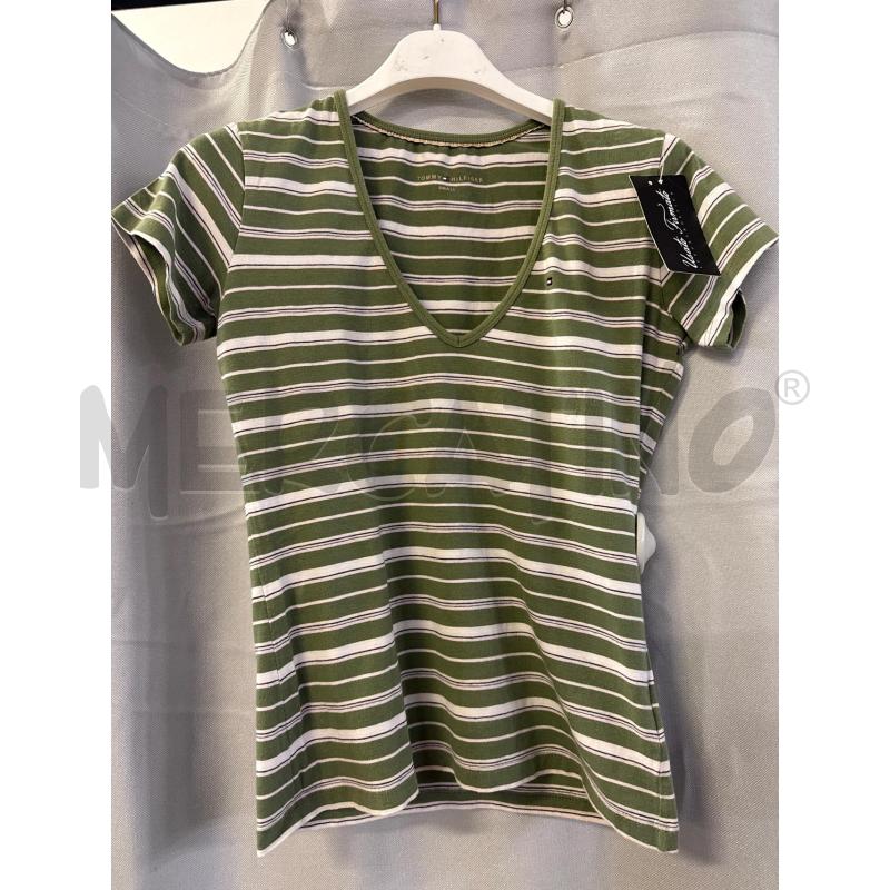 MAGLIETTA DONNA TOMMY HILFIGER RIGHE VERDE TG.S | Mercatino dell'Usato Vinci - fraz. sovigliana 1