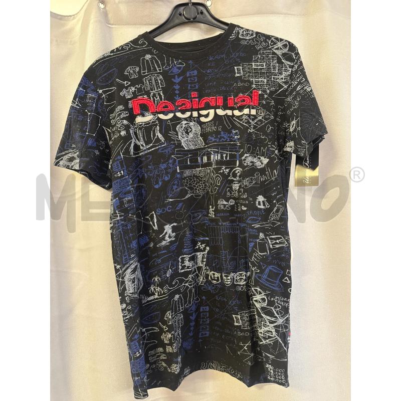 MAGLIETTA UOMO DESIGUAL NERA TG.S SCRITTA | Mercatino dell'Usato Vinci - fraz. sovigliana 1