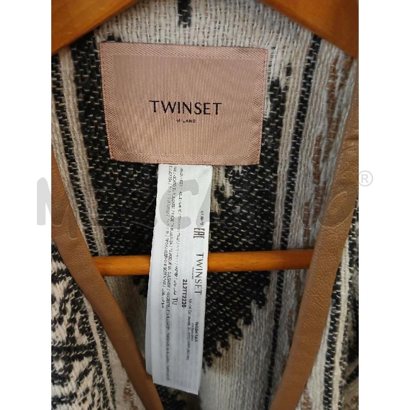 MANTELLA DONNA + CINTURA TWIN SET PANNA NERO TG.U | Mercatino dell'Usato Vinci - fraz. sovigliana 2