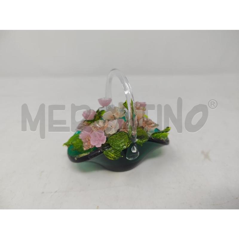 PANIERINO VETRO MURANO VERDE CON FIORI  | Mercatino dell'Usato Vinci - fraz. sovigliana 1