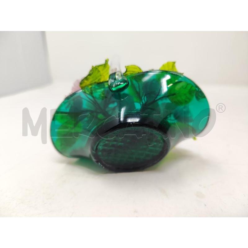 PANIERINO VETRO MURANO VERDE CON FIORI  | Mercatino dell'Usato Vinci - fraz. sovigliana 2