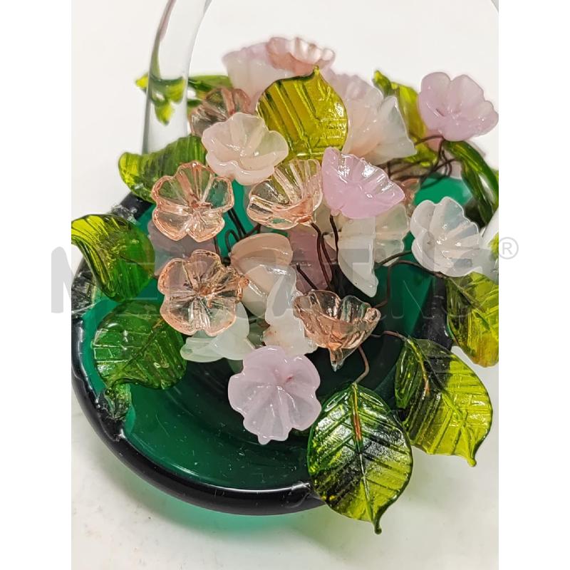 PANIERINO VETRO MURANO VERDE CON FIORI  | Mercatino dell'Usato Vinci - fraz. sovigliana 3