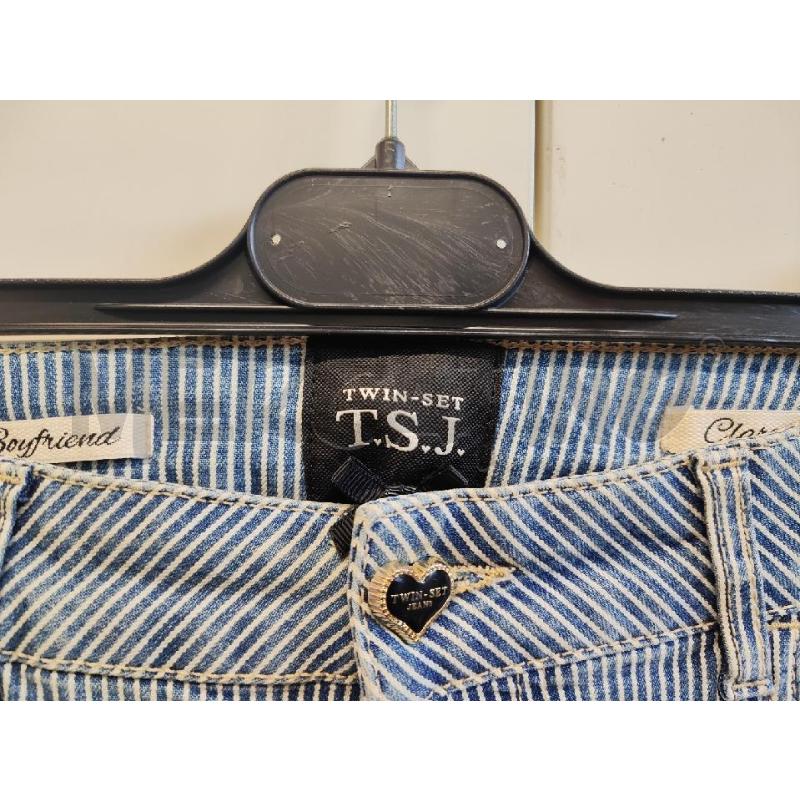 PANTALONE DONNA TWIN SET AZZURRI RIGHE BIANCHE TG.28 | Mercatino dell'Usato Vinci - fraz. sovigliana 2