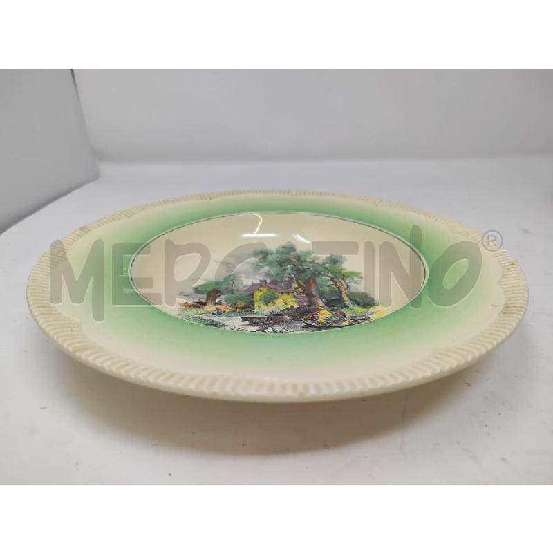 PIATTO CERAMICA ENGLAND CASE CON FIUME BORDO VERDE | Mercatino dell'Usato Vinci - fraz. sovigliana 2