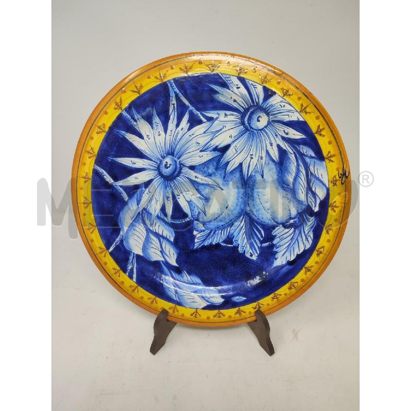 PIATTO CERAMICA RENOIR BLU FIORI E FRUTTA | Mercatino dell'Usato Vinci - fraz. sovigliana 1