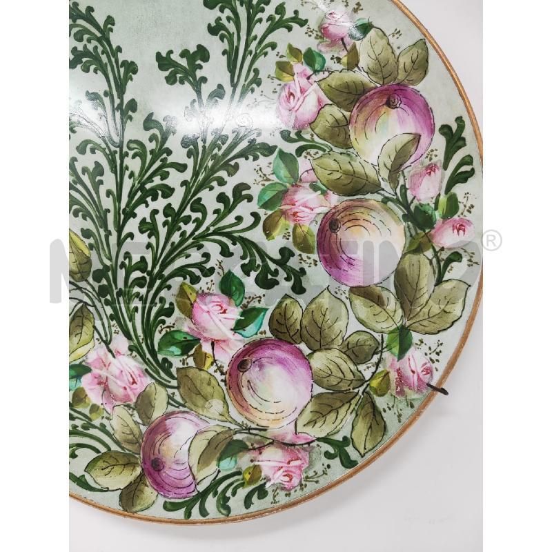 PIATTO CERAMICA RICHARD VERDE 38CM FIORI ROSA | Mercatino dell'Usato Vinci - fraz. sovigliana 2