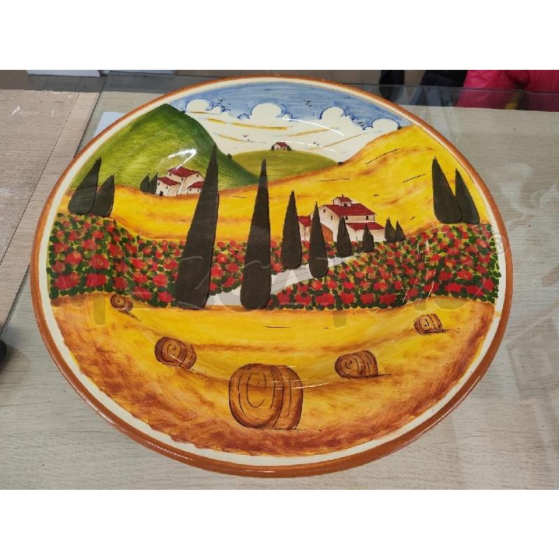 PIATTO TORDO 44 CM SAN GIMIGNANO DECORO CASA CON CIPRESSI | Mercatino dell'Usato Vinci - fraz. sovigliana 1
