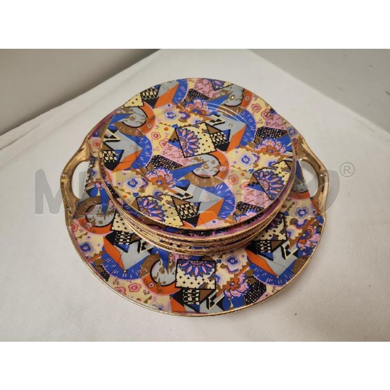 PIATTO + 7 PIATTINI CERAMICA GIESCHE KUBIZM  | Mercatino dell'Usato Vinci - fraz. sovigliana 1