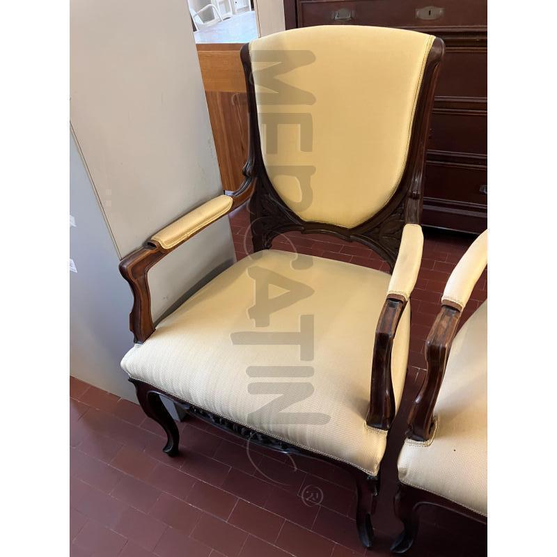 POLTRONA LEGNO PRIMI 900 IMBOTTITURA STOFFA GIALLA | Mercatino dell'Usato Vinci - fraz. sovigliana 2