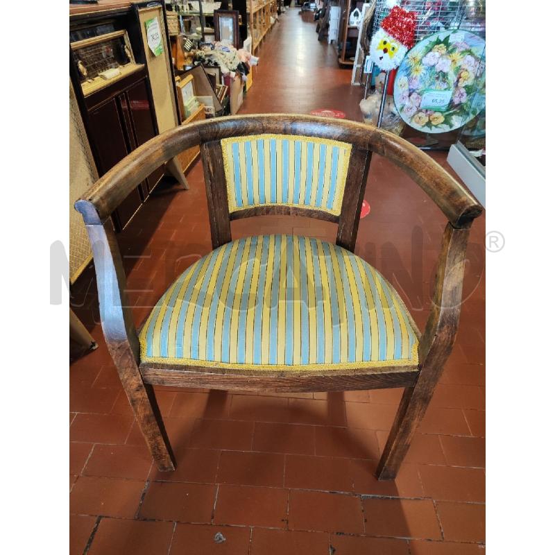 POLTRONCINA A POZZETTO LEGNO TESSUTO RIGHE | Mercatino dell'Usato Vinci - fraz. sovigliana 1